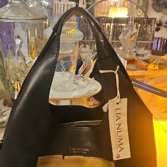Lia Numa Black and Gold Satchel - Picture 3 of 9